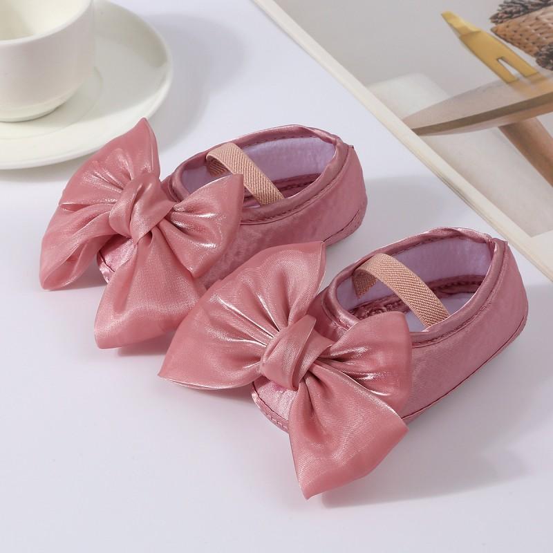 Туфли для девочки однотонные с бантиком для малышей 1-12 месяцев