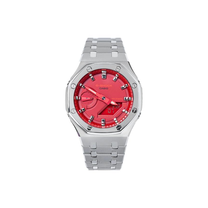 CASIO Unisex Liquid Crystal,Analog Dual Display Series 48.5mm Red Watch GA-2100-4A(Watch8--)