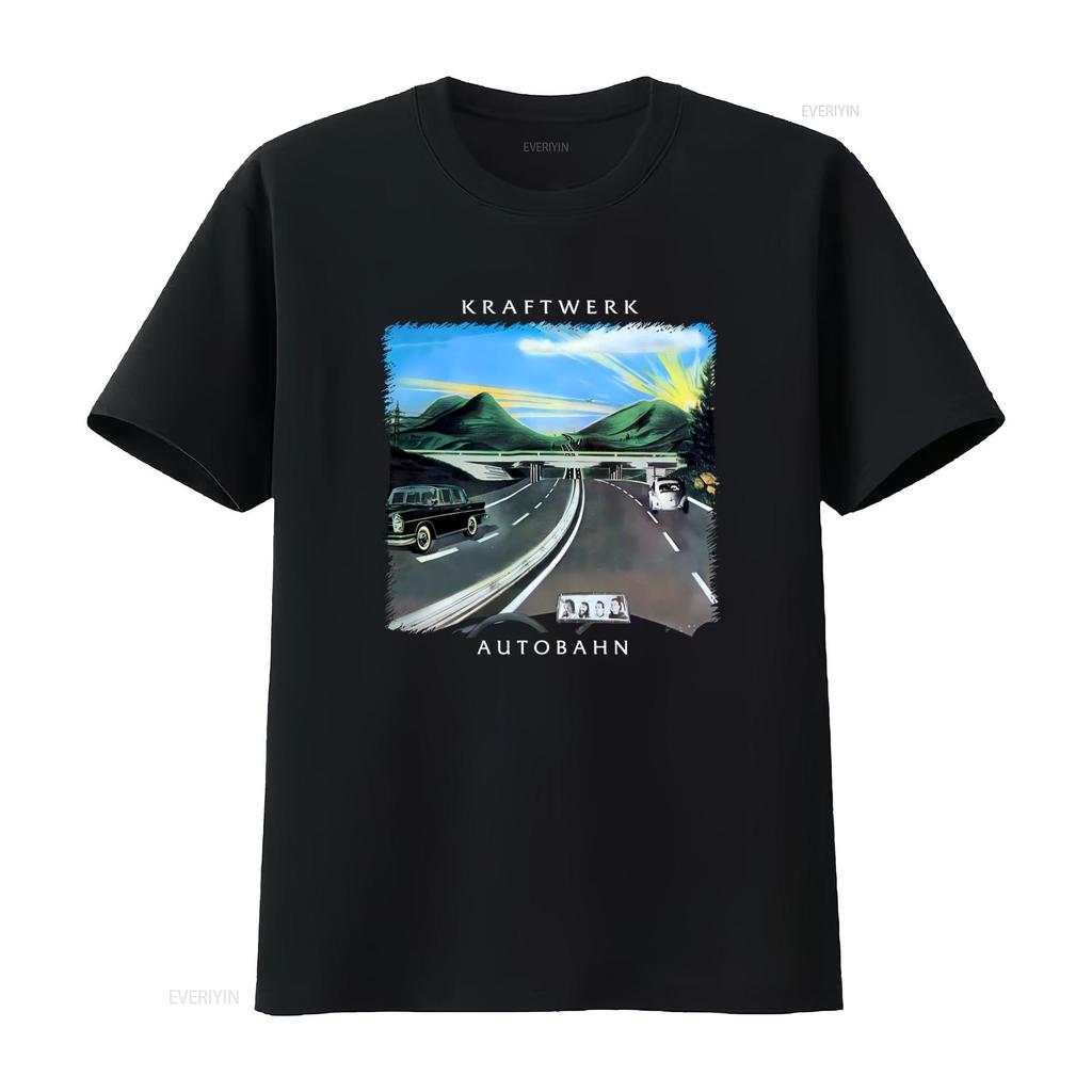 Kraftwerk Autobahn Электронная музыка Винтаж Ретро Футболка Ральф Хюттер Флориан Шнайдер винтаж Постиранная дизайнерская одежда