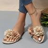Women's Fashionable Round Toe Open-Toe Flat Sandals Elegant Sexy Beach Slippers Summer Non-Slip Comfortable Lightweight Slippers