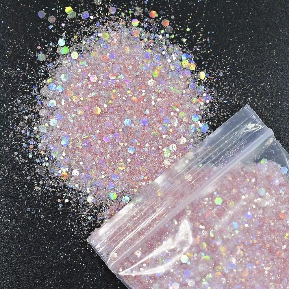 50G Holographic Nail Diamond Glitter Sequins Hexagon Holographic Glitter Polish Decoration