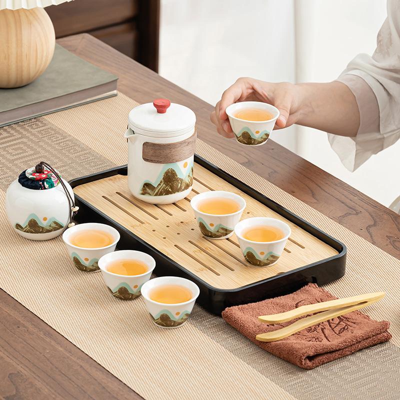 Portable Kung Fu Tea Set Qingshan Guyun Outdoor Travel Teapot Portable Tea Making Set