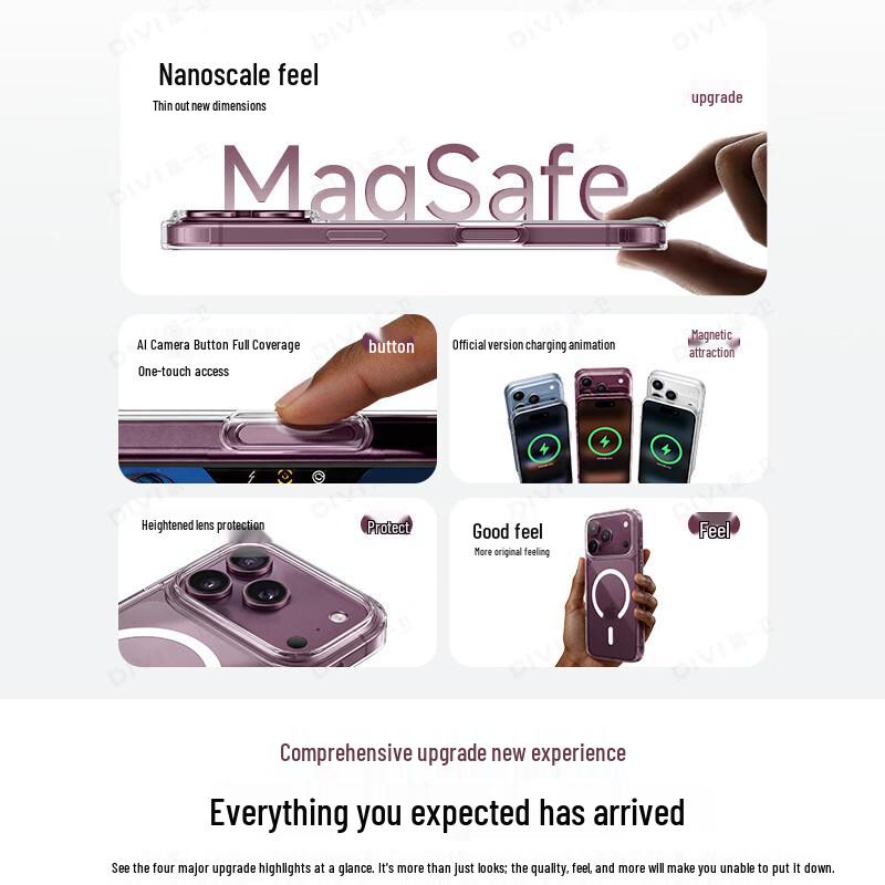 Прозрачный чехол DIVI с магнитами Magsafe для iPhone 18 Pro Max