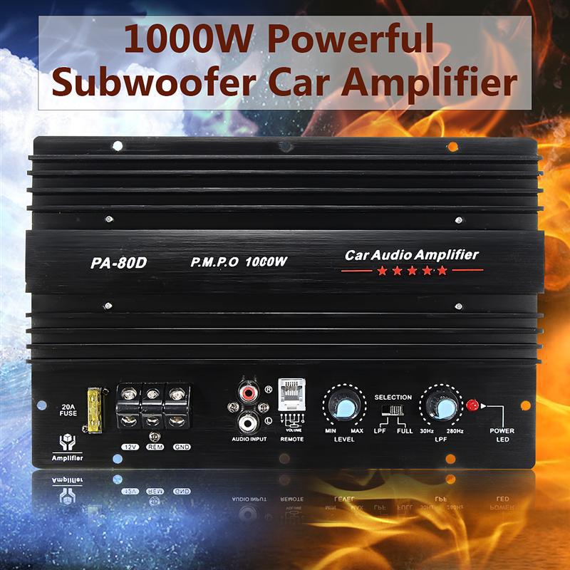 Powerful 1000W Car Audio Power Amplifier 12V Amplifier Board Mono Bass Subwoofers Amp for Car Modification PA-80D