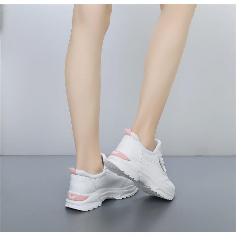 Спортивная обувь для женщин. Блестящие белые туфли для женщин. Весна и осень. Дышащая подъемная дорожная обувь. Кроссовки на плоской подошве.