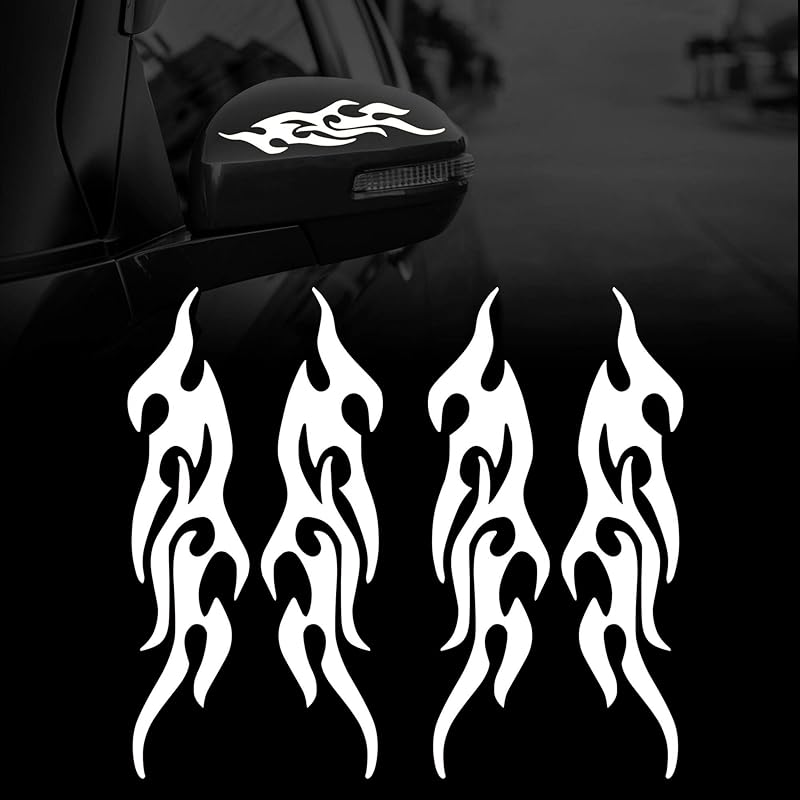 TOMALL 4 Pcs 19cm Flame Reflective Sticker for Car Flame Racing Sports Stripe Decal for Golf Cart Vinyl Waterproof Decal Decoration for Car Body Side