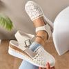 Large Size New Outer Wear Hemp Rope Lace Casual One-word Buckle Bag Head Cool Thick Bottom Wedge Heel