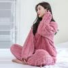 Женский вязаный комплект пижамы из кораллового флиса, теплый, для осени/зимы