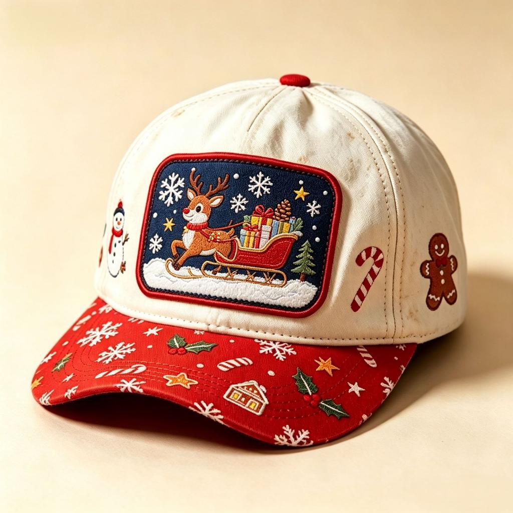 New Christmas themed baseball cap D digital printing snowman sun hat men's sun protection hat