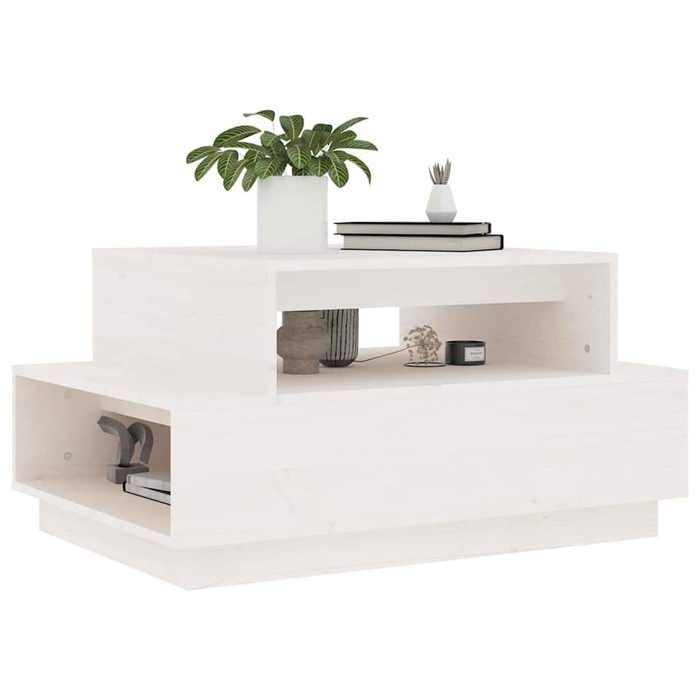 Maison Exclusive - Table basse Blanc 80x55x40,5 cm Bois massif de pin