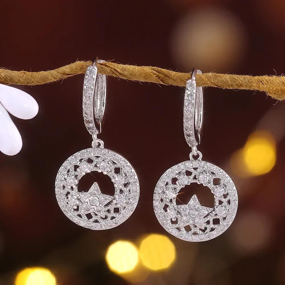 Серьги-подвески средней длины для помолвки Ювелирные изделия Элегантные Блестящие Алмаз Моссани Красивый Подарок Миланская Девушка Модные Аксессуары