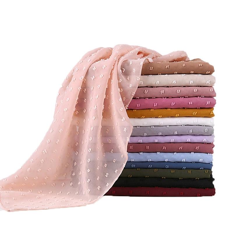 Solid Pearl Chiffon Hijab Scarf Woman Muslim Hijab Shawls Ladyies Ethnic Islamic Turban