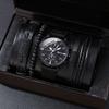 4pcs Men Watches Bracelet Set Luxury Fashion Design Man's Quartz Wristwatch Best Male Gift Clock