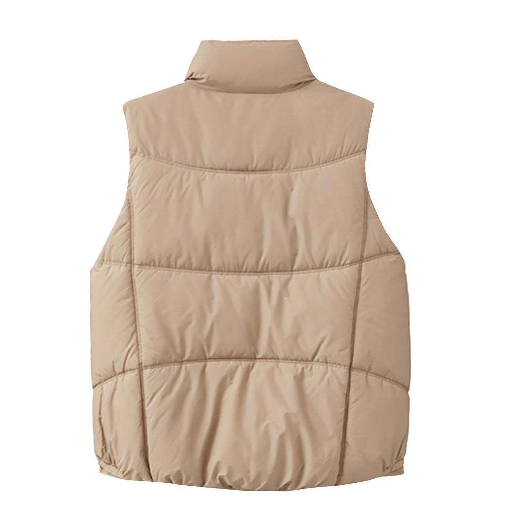Women's Solid Color Sleeveless Cotton Vest Loose Down Cotton Vest Jacket