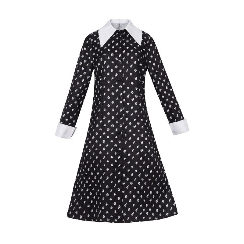 Anime Wednesday Addams Family Cosplay Costume Dress Kids Girl Wednesday Cosplay Costume Black Gothic Family Cotume