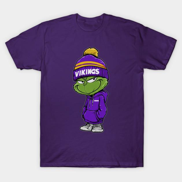 Азиатский размер Мужская черная футболка с принтом Гринч Minnesota Vikings M9456 Печать методом термопереноса без вырезания Хлопковая футболка