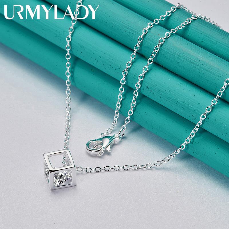 URMYLADY из стерлингового серебра 925 пробы с квадратным цирконом, ожерелье для женщин, свадебная вечеринка, модные украшения