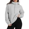 Women's Semi-zipper Pullover Hooded Sweatshirt Loose and Fashionable Fleece Sweatshirt