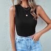 A New Summer Women's Round-neck Fashionable and Slim-fitting Striped Knitted Vest Top