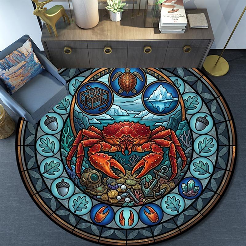 Oceanic Glass Round Area Rug Under Office Chairs Bedroom Living Room Home Decor