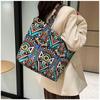 2025 Новая Мода Китайский Этнический Стиль Женская Сумка Через Плечо Высококачественная Холщовая Сумка-Тоут Дамская Большая Вместимость Простая Принтованная Универсальная Сумка-Клатч Ручные Сумки
