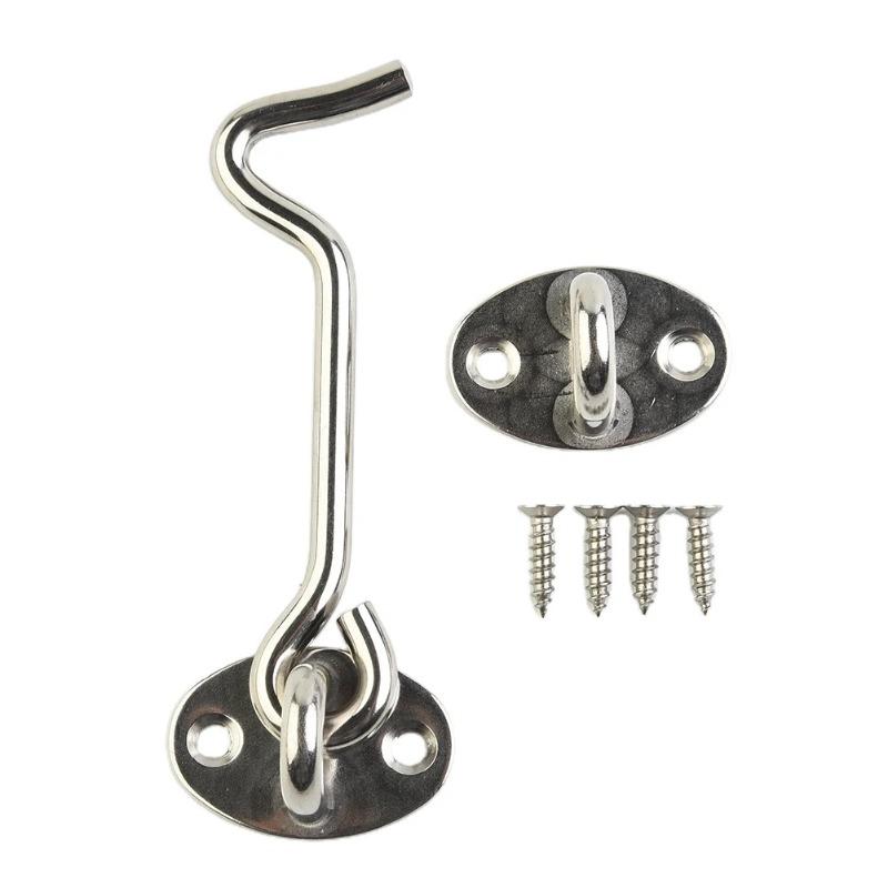 Защелка Крючок для кабины Держатель Крючок для кабины Захват Держатель Полумесяц Дверной глазок Защелка Бесшумный оконный замок Нержавеющая сталь