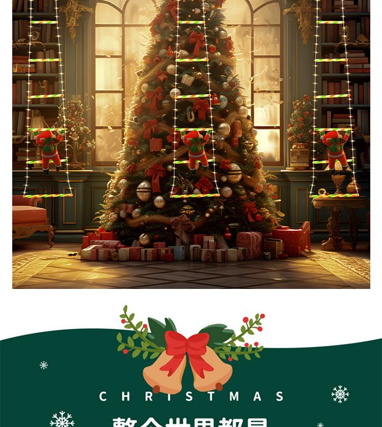 Светодиодный Санта Клаус, поднимающийся по лестнице, с парашютными огнями – Рождественская гирлянда, украшение для карниза