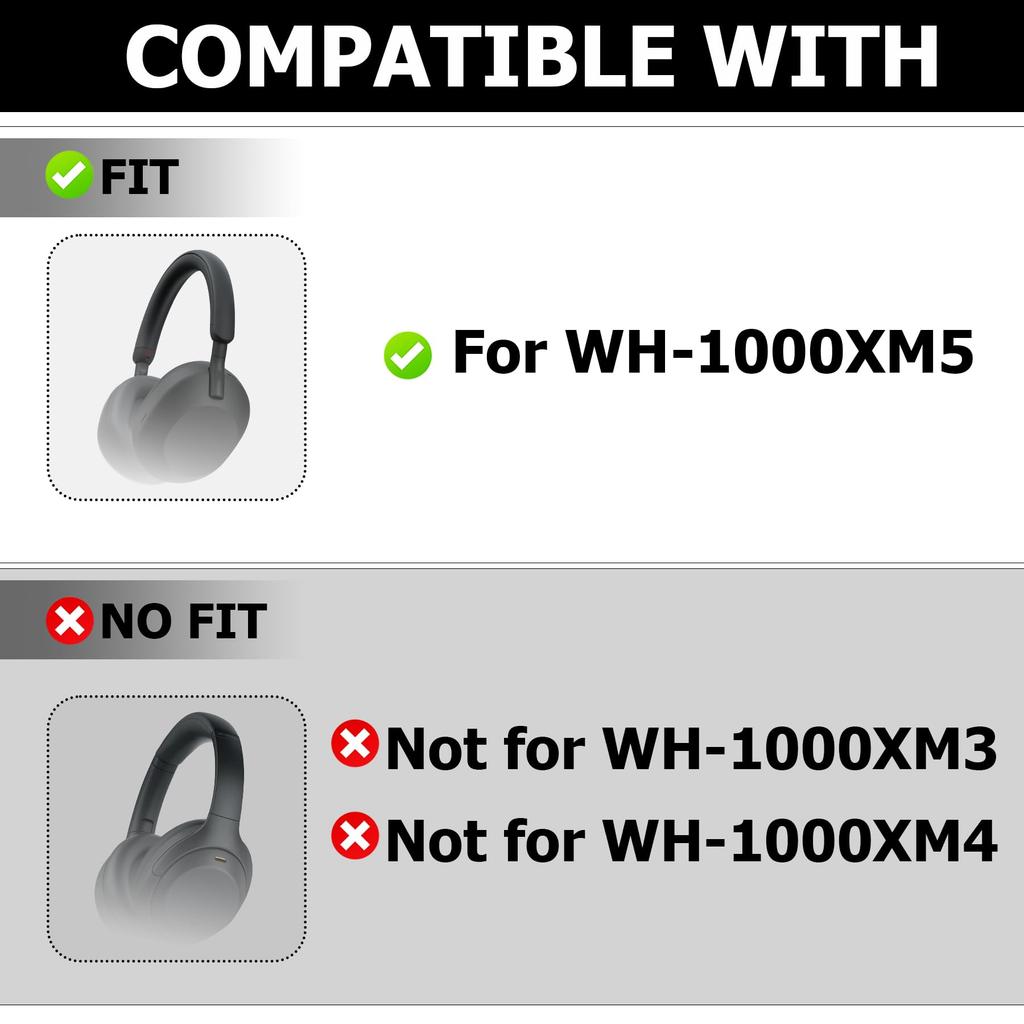 Umvowuxa 3 шт. Чехол-накладка Совместим с наушниками Sony Embody Накладка на амбушюры Мягкий силиконовый Аксессуары для наушников WH-1000XM5 Чехол/Чехол для оголовья/Ухо
