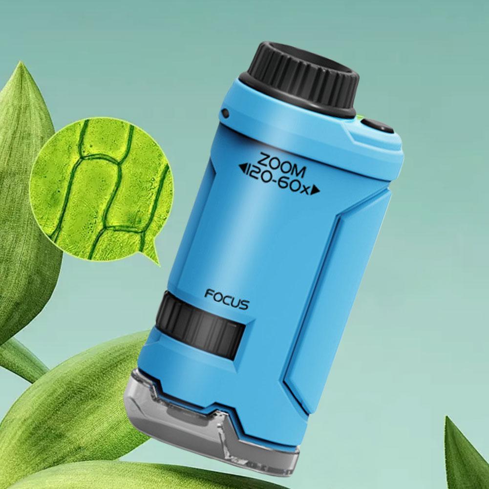 60x-120x Handheld Microscope with LED Light Pocket Microscope Little Scientist Microscope Science for Kids