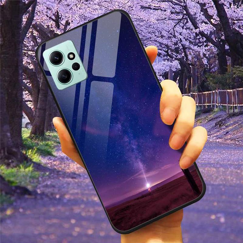 Чехол для Xiaomi Redmi Note 12 4G 2023 Закаленное стекло Звездный Мрамор Жесткая Задняя Крышка Защитный Чехол для Redmi NOTE 12 Note12 4G Global