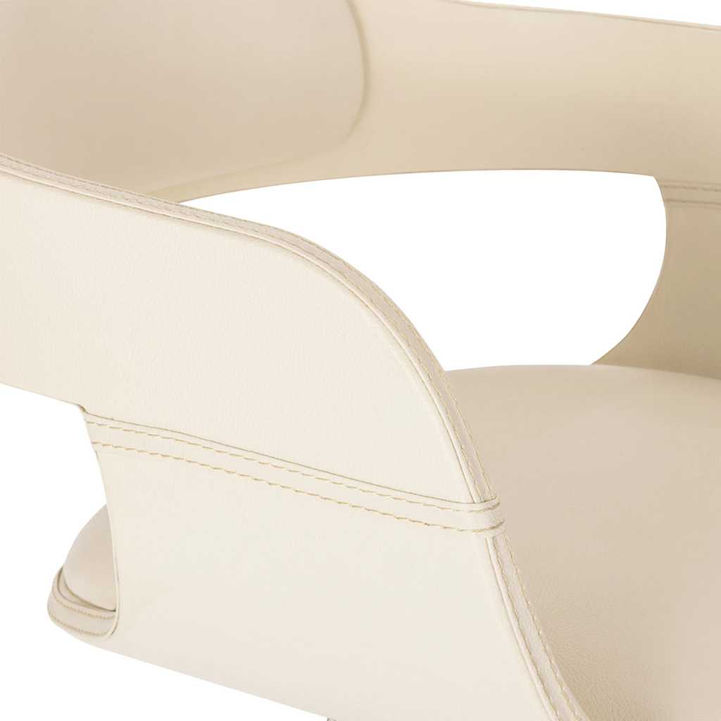 Dining Chair in White Bentwood and Faux Leather