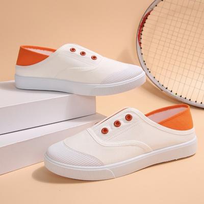 Обувь для женщин 2024 года, женская обувь из вулканизированной кожи больших размеров, уличные женские кроссовки, разноцветные туфли без застежек на плоской подошве с женской повседневной обувью