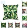 Luxurious 18'' Green Tropical Plant Pillow Case Cotton Sofa Cushion Cover Decorative