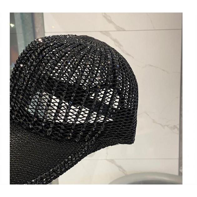 Summer Hat Hand-Pressed Diamond Knitted Hollow Duck Hat Korean Version Of All Fashion Rhinestone Shade Baseball Cap