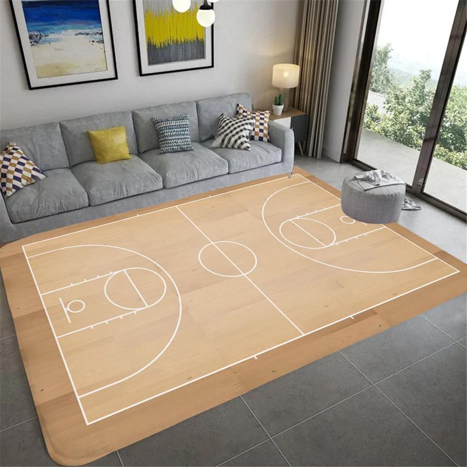 Basketball Court Carpet Basketball Area Rug for Bedroom Bedside Living Room Sofa Table Sport Theme Floor Mat Ball Games Doormat