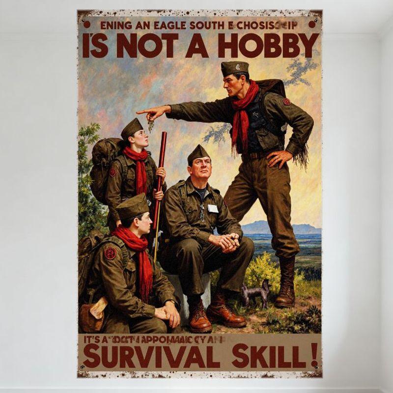 Винтажная военная разведка выживание металлическая табличка - Потертая металлическая текстура настенная табличка для мужской пещеры бара домашнего декора