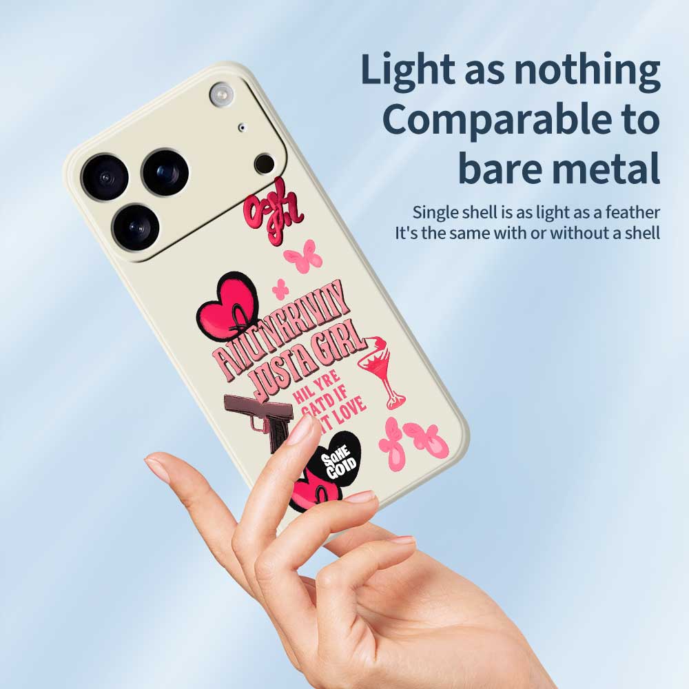 For iPhone 17 Pro Max Case Pink Elements Pattern Printing Straight Edge TPU Phone Back Cover