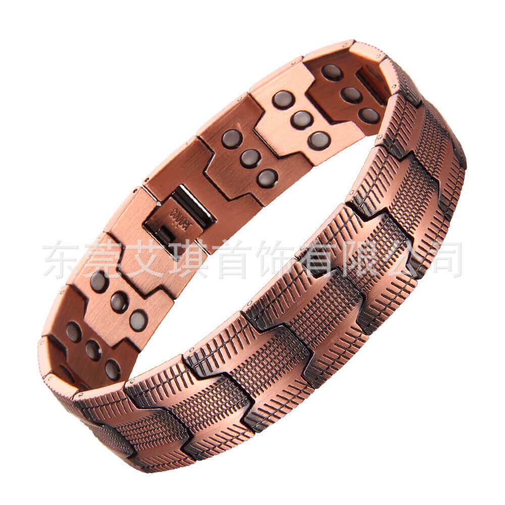 Men's Red Copper Magnetic Energy Bracelet - Simple Fashion Design