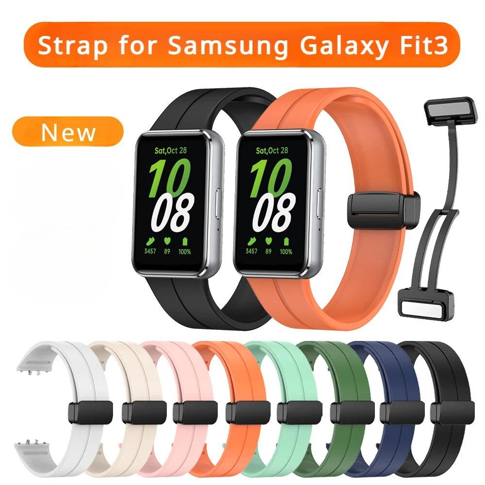 Новый силиконовый ремешок для Samsung Galaxy Fit3 с магнитной пряжкой, спортивный браслет
