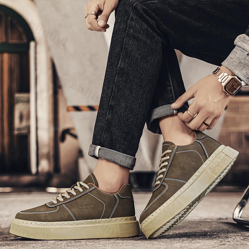 Fashion Men's Casual Shoes 2025 Autumn New Fashion Vintage Non Slip Platform Sneakers Outdoor Comfortable Lace Up Height Increase Flats