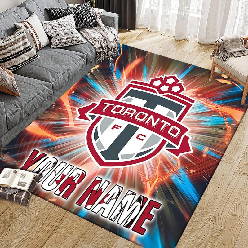 Custom Name Toronto FC Flannel Pattern Square Carpet,Area Rug,Carpet Rug for Living Room Bedroom Sofa Playroom Decor,Non-slip Floor Mat