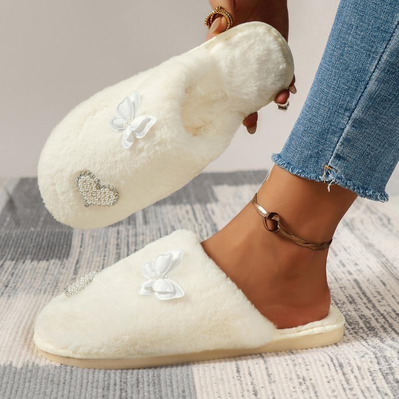 Fashion 2025 NEW Ladies Slippers Open Toe Indoor Outdoor Winter Fashion Butterfly Knot  Comfortable Slip-On Shoes for Women