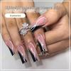Европейские и американские острые женские средние-длинные черные полосы по краю, съемные накладные ногти с флэш-бриллиантами