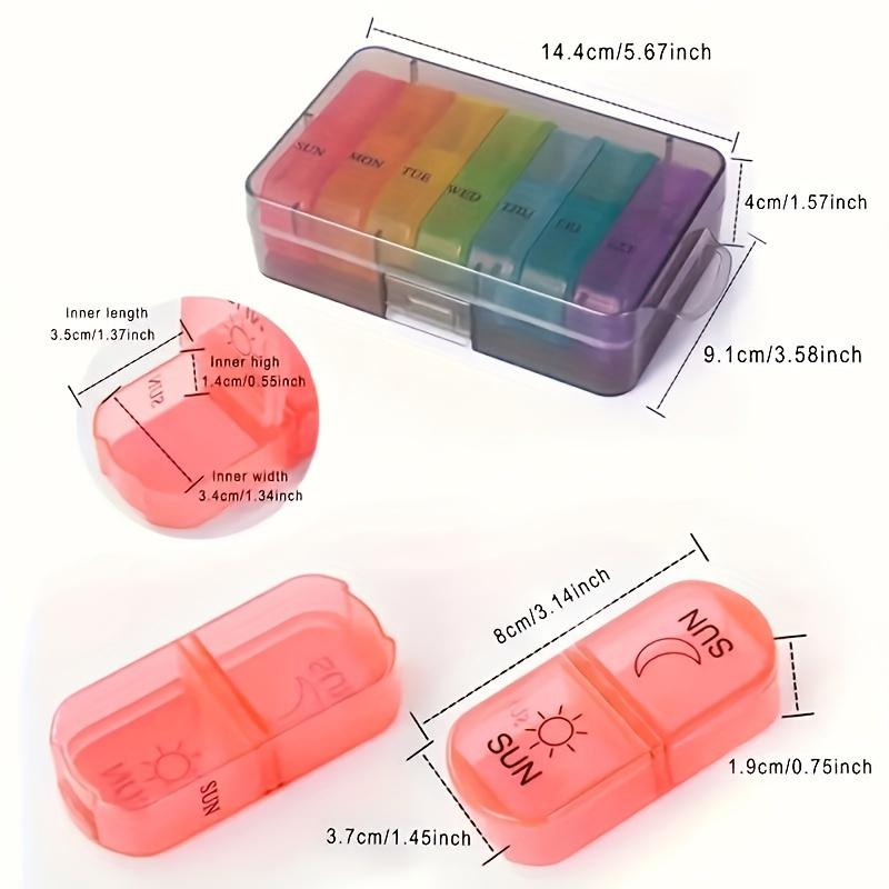 7pcs/set Travel Pill Organizer, AM/PM Compartments with Rainbow Colors, Portable Medication Case for Daily Vitamin Storage
