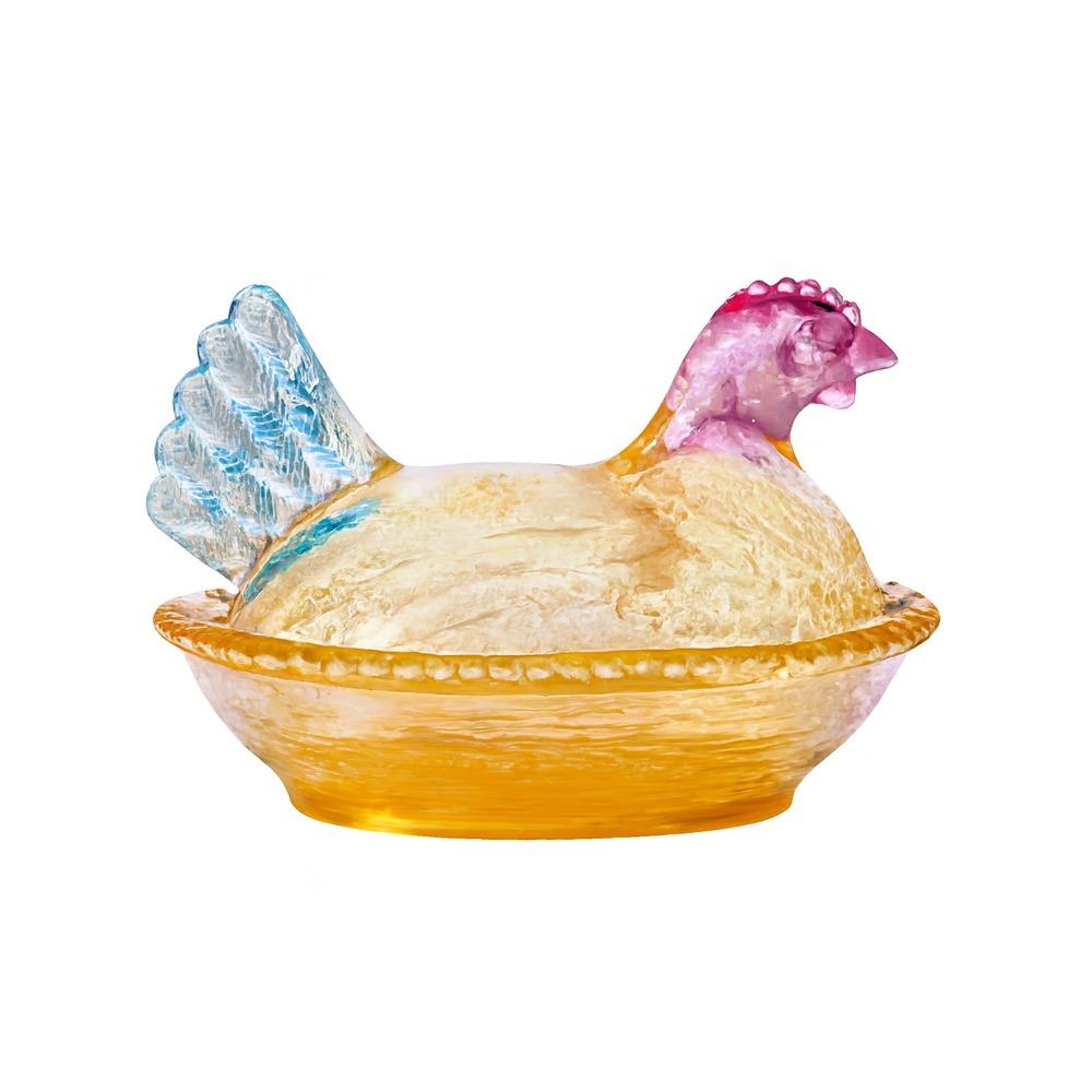 Cute Glass Chicken Shaped Storage Jar Smooth Color Decorative Hen on Nest Candy Dish with Lid Thickening Hen Candy Dish Home