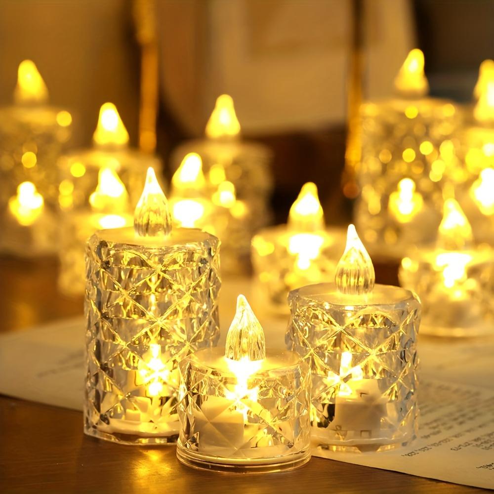 1pc Battery-Powered LED Crystal Flameless Tea Candle Light for Parties, Home Decor,Christmas Decorations
