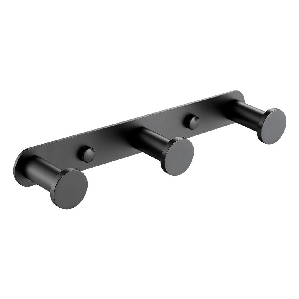 Bathroom Accessories Towel Hook Matte Black Towel Robe Coat Rack Rows Hooks