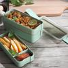 Портативный ланч-бокс бенто с 3 отделениями, пластиковый, не содержит БФА, с ложкой, палочками для еды, коробка для кухни