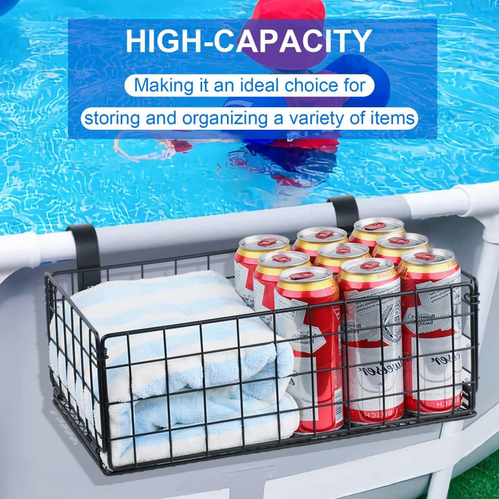 Корзина для хранения у бассейна, складная металлическая корзина для хранения надземного бассейна для большинства каркасных надземных бассейнов и аксессуаров для бассейнов