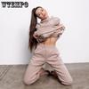 Женский спортивный костюм, повседневная толстовка с длинными рукавами и принтом, спортивные костюмы, осенние женские толстовки, брюки Jooger, теплый комплект из двух предметов